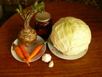 Печени червени чушки с моркови и карфиол