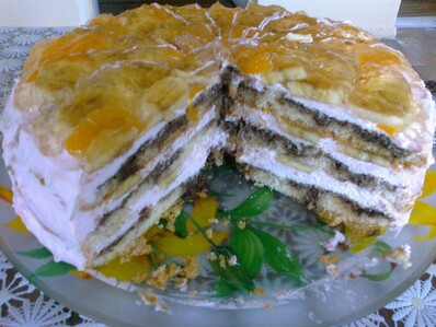 Торта със сметанов крем и желатин