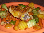 Пиле със замразени зеленчуци